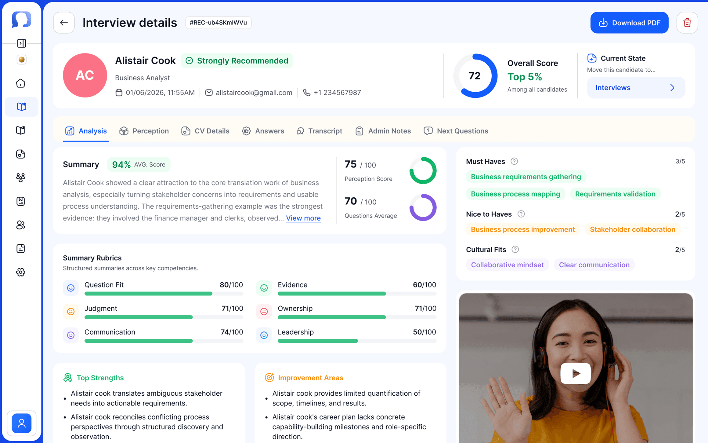 Hiring pipeline board with candidate stages from screened to hired.